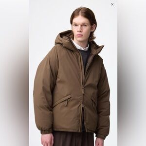 GU Unisex Warm Parka  Jacket Brown  Size L  Coat hooded